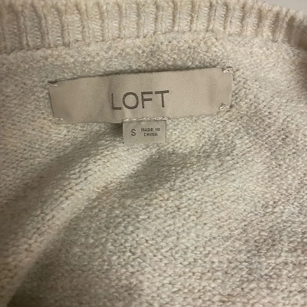 LOFT Wool Blend Fair Isle Cream Sweater with Pink and Brown Patterns Size S